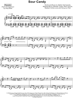 Pianobin - Sour Candy - Sheet Music (Digital Download)