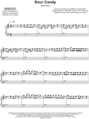 MUSICHELP - Sour Candy [slow easy] - Sheet Music (Digital Download)