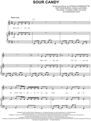 Sour Candy Sheet Music by Lady Gaga & BLACKPINK - Piano/Vocal/Guitar