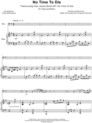 Scott Sutherland - No Time to Die - Tuba & Piano - (Theme song from James Bond 007: No Time to Die) - Sheet Music (Digital Download)