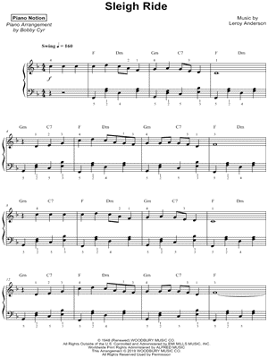 Piano Notion - Sleigh Ride - Sheet Music (Digital Download)