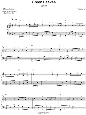 Greensleeves Sheet Music by Piano Notion - Piano Solo