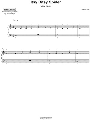 Itsy Bitsy Spider: Bass Guitar Tab and Sheet Music