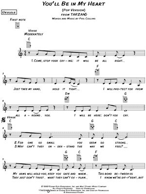You'll Be in My Heart (Pop Version) Sheet Music by Phil Collins - Ukulele Leadsheet