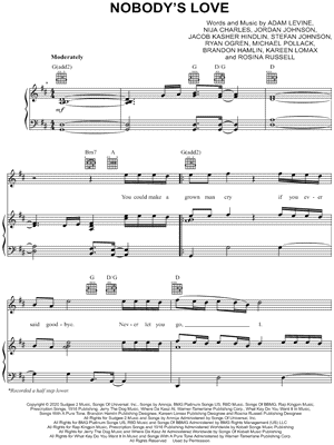 Nobody's Love Sheet Music by Maroon 5 - Piano/Vocal/Guitar