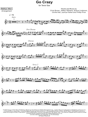 Go Crazy Sheet Music by Nathan Allen - Alto Saxophone, Flute, Oboe, Recorder, Soprano Saxophone, Tenor Saxophone or Violin Solo