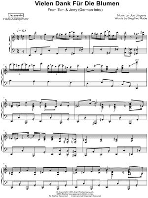 Jazzassin - Vielen Dank f r die Blumen - (from Tom & Jerry (German Intro)) - Sheet Music (Digital Download)