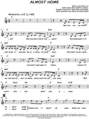 Almost Home Sheet Music by MercyMe - Leadsheet