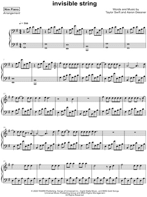 Nim Piano - invisible string - Sheet Music (Digital Download)
