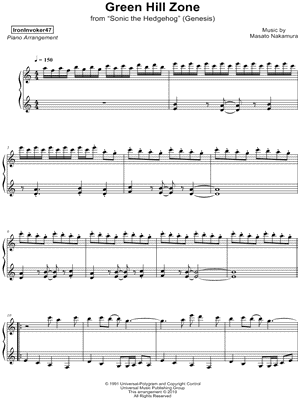 Sheet Music Boss Green Hill Zone Sheet Music (Piano Solo) in C Major -  Download & Print - SKU: MN0179344