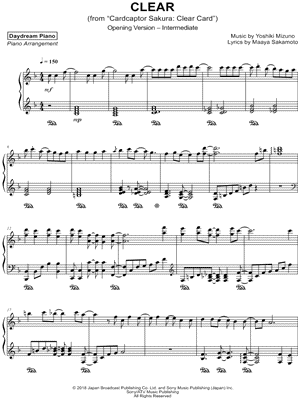 Daydream Piano - CLEAR [intermediate] - (Opening Version from Cardcaptor Sakura: Clear Card) - Sheet Music (Digital Download)