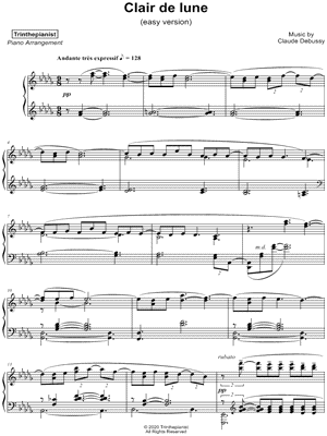 Clair De Lune Easy Piano Sheet Music To Download And Print