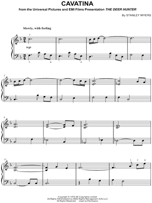 Stanley Myers - Cavatina - (from the Universal Pictures and EMI Films Presentation The Deer Hunter) - Sheet Music (Digital Download)