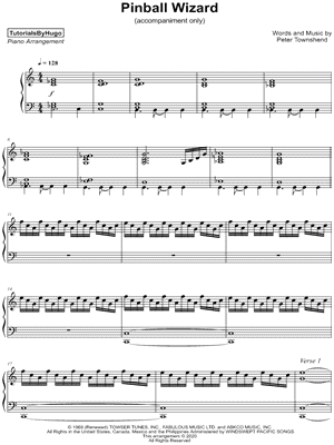 Musicnotes Tutorialsbyhugo - pinball wizard [accompaniment only] - sheet music (digital download)