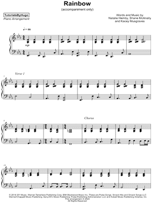 Musicnotes Tutorialsbyhugo - rainbow [accompaniment only] - sheet music (digital download)