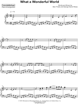 Musicnotes Tutorialsbyhugo - what a wonderful world - sheet music (digital download)