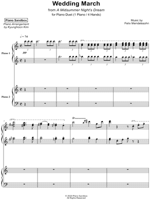 Musicnotes Piano sandbox - wedding march from a midsummer night's dream - sheet music (digital download)