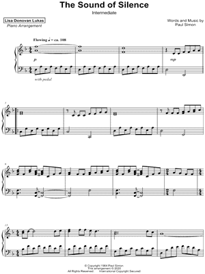 Musicnotes Lisa donovan lukas - the sound of silence [intermediate] - sheet music (digital download)