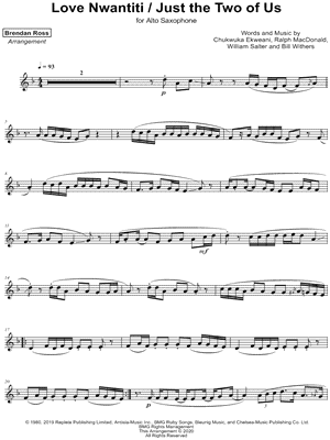 Musicnotes Brendan ross - love nwantiti / just the two of us - sheet music (digital download)