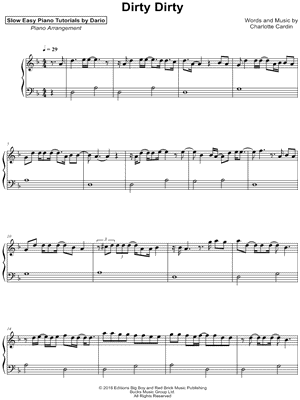 Dario D'aversa - Dirty Dirty [Slow Easy Piano Tutorial] - Sheet Music (Digital Download)