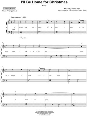 Musicnotes Chrissy ricker - i'll be home for christmas [easy] - sheet music (digital download)