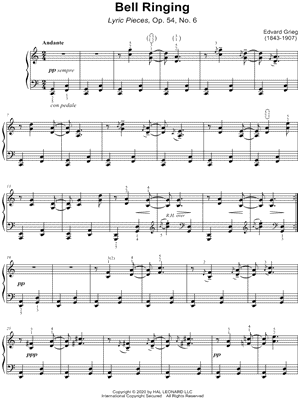 Musicnotes Edvard grieg - lyric pieces, op. 54, no. 6: bell ringing - sheet music (digital download)
