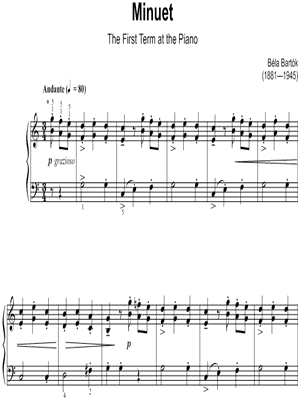 Musicnotes Bela bartok - first term at the piano, sz.53: 16. minuet - sheet music (digital download)