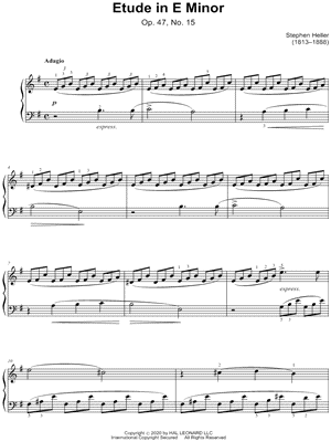 Stephen Heller - Etude in E Minor, Op. 47, No. 15 - Sheet Music (Digital Download)
