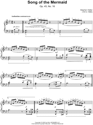 Stephen Heller - Song of the Mermaid, Op. 45, No. 16 - Sheet Music (Digital Download)