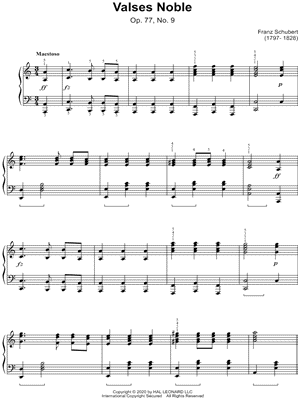 Musicnotes Franz schubert - valses noble, op. 77, no. 9 - sheet music (digital download)