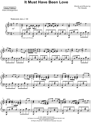 Jazzy Fabbry - It Must Have Been Love - Sheet Music (Digital Download)