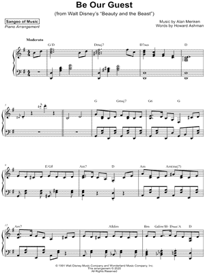 Sangeo of Music - Be Our Guest - (from Walt Disney's Beauty and the Beast) - Sheet Music (Digital Download)