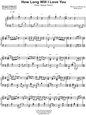 Sangeo of Music - How Long Will I Love You - (from About Time) - Sheet Music (Digital Download)