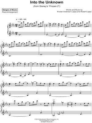 Sangeo of Music - Into the Unknown - (from Disney's Frozen 2) - Sheet Music (Digital Download)