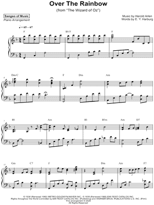 Sangeo of Music - Over the Rainbow - (from The Wizard of Oz) - Sheet Music (Digital Download)