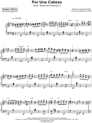 Sangeo of Music - Por Una Cabeza - (from Scent of a Woman) - Sheet Music (Digital Download)