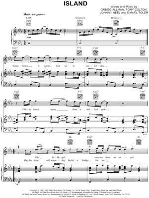 The Gregg Allman Band - Island - Sheet Music (Digital Download)