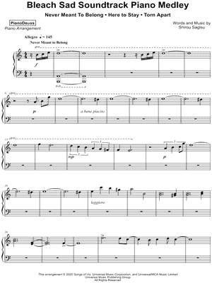 Pianodeuss Bleach Sad Soundtrack Piano Medley Sheet Music Piano Solo In A Minor Download Print Sku Mn