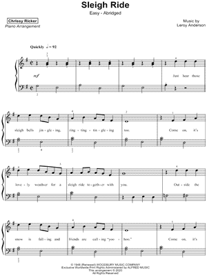 Chrissy Ricker - Sleigh Ride [easy - abridged] - Sheet Music (Digital Download)