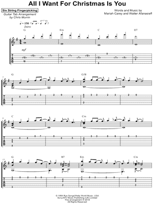 All I Want For Christmas Is You sheet music for guitar (chords