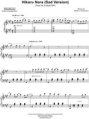 Hikaru Nara - Piano Solo - Digital Sheet Music