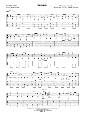 Theme From Spider-Man (Guitar Tab) - Print Sheet Music Now