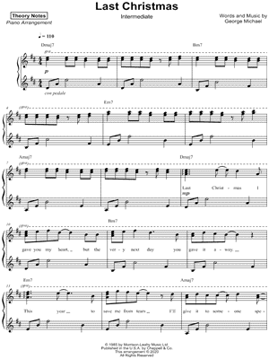 Theory Notes - Last Christmas [intermediate] - Sheet Music (Digital Download)