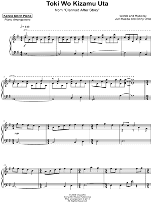 ☆ Clannad After Story-Toki Wo Kizamu Uta Sheet Music pdf, - Free