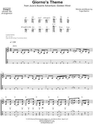 JoJo's Bizarre Adventure Golden Wind OST:Giorno's theme Sheet music for  Piano (Solo)