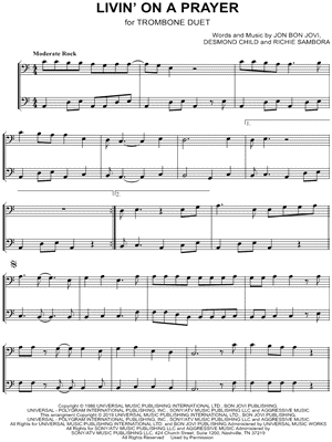 Livin' on a Prayer - Trombone Duet Sheet Music by Bon Jovi - Instrumental Duet