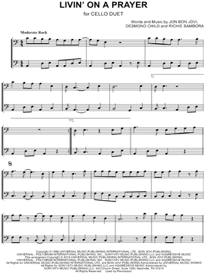 Livin' on a Prayer - Cello Duet Sheet Music by Bon Jovi - Instrumental Duet