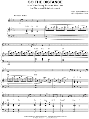 Roger Bart - Go the Distance - Piano Accompaniment - (from Walt Disney Pictures' Hercules) - Sheet Music (Digital Download)