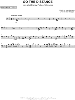 Roger Bart - Go the Distance - Bass Clef Instrument - (from Walt Disney Pictures' Hercules) - Sheet Music (Digital Download)