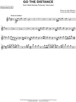 Roger Bart - Go the Distance - Eb Instrument - (from Walt Disney Pictures' Hercules) - Sheet Music (Digital Download)